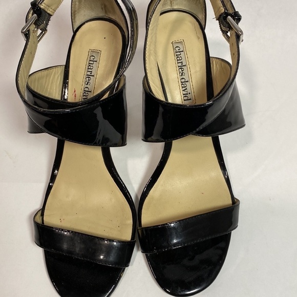 Charles David black open toe sandal leather cross strap ankle - Picture 9 of 12